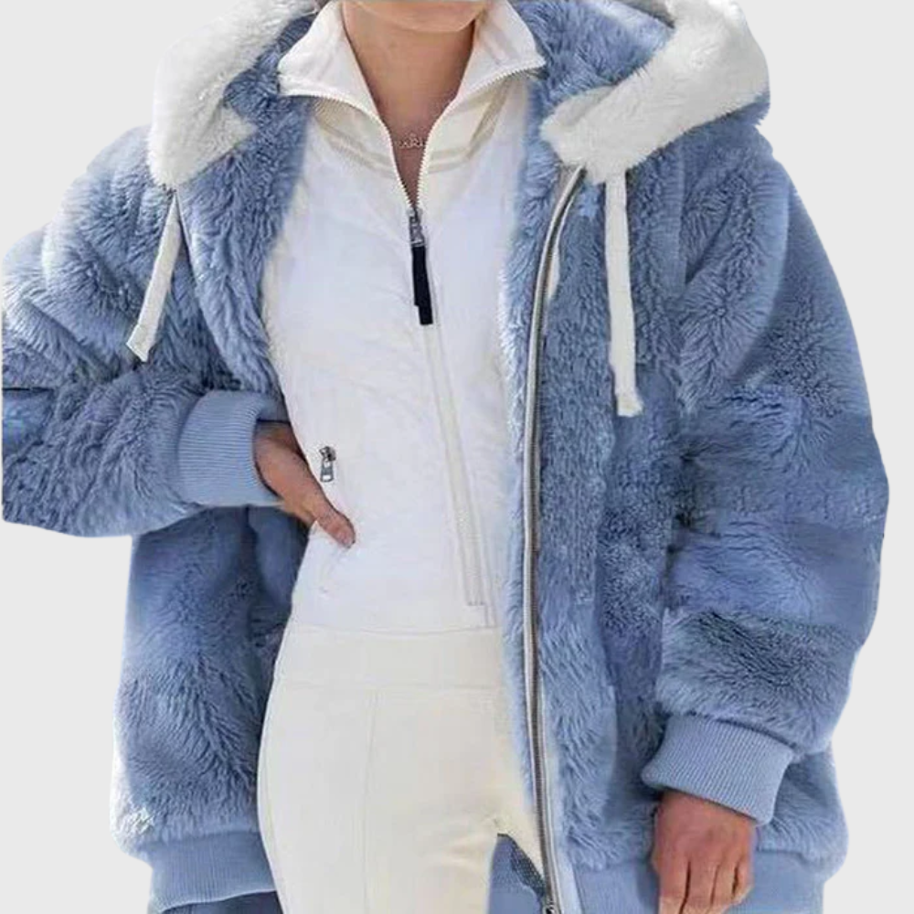 Women's Hooded Textured Jacket with Front Pockets