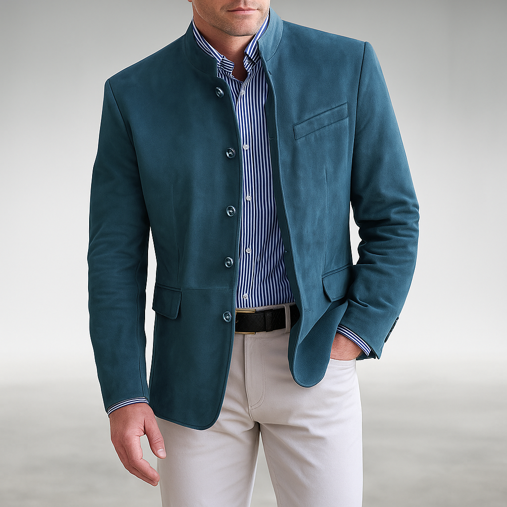 Men's Button-Front Stand-Collar Jacket