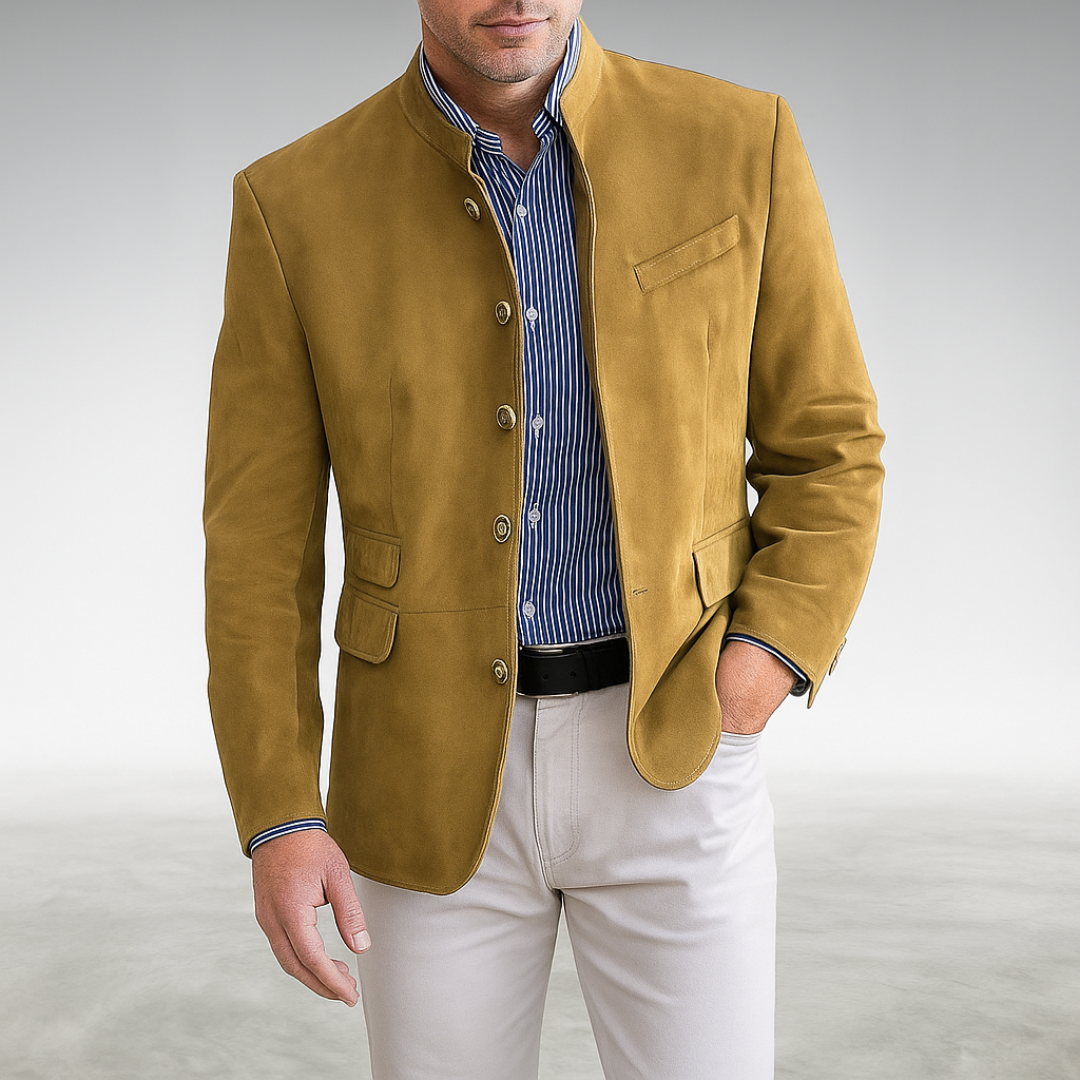 Men's Button-Front Stand-Collar Jacket