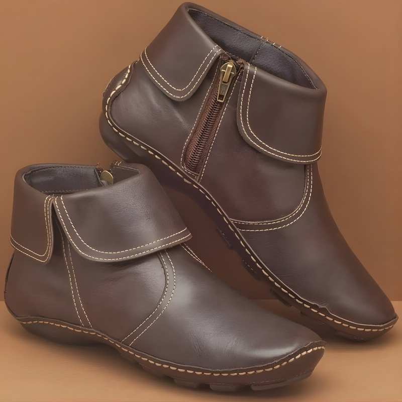 Women's Side-Zip Ankle Boots with Stitched Panel Details