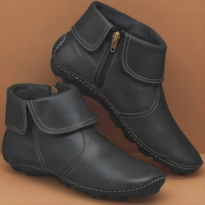 Women's Side-Zip Ankle Boots with Stitched Panel Details