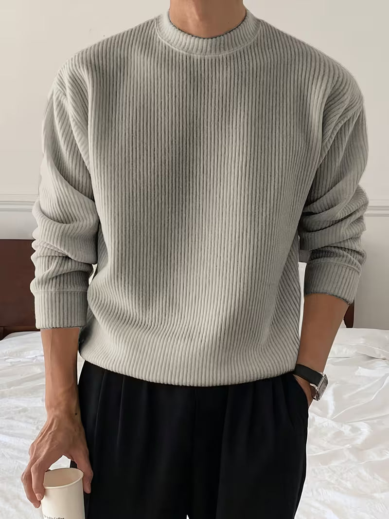 Men's Ribbed Long-Sleeve Crewneck Sweater