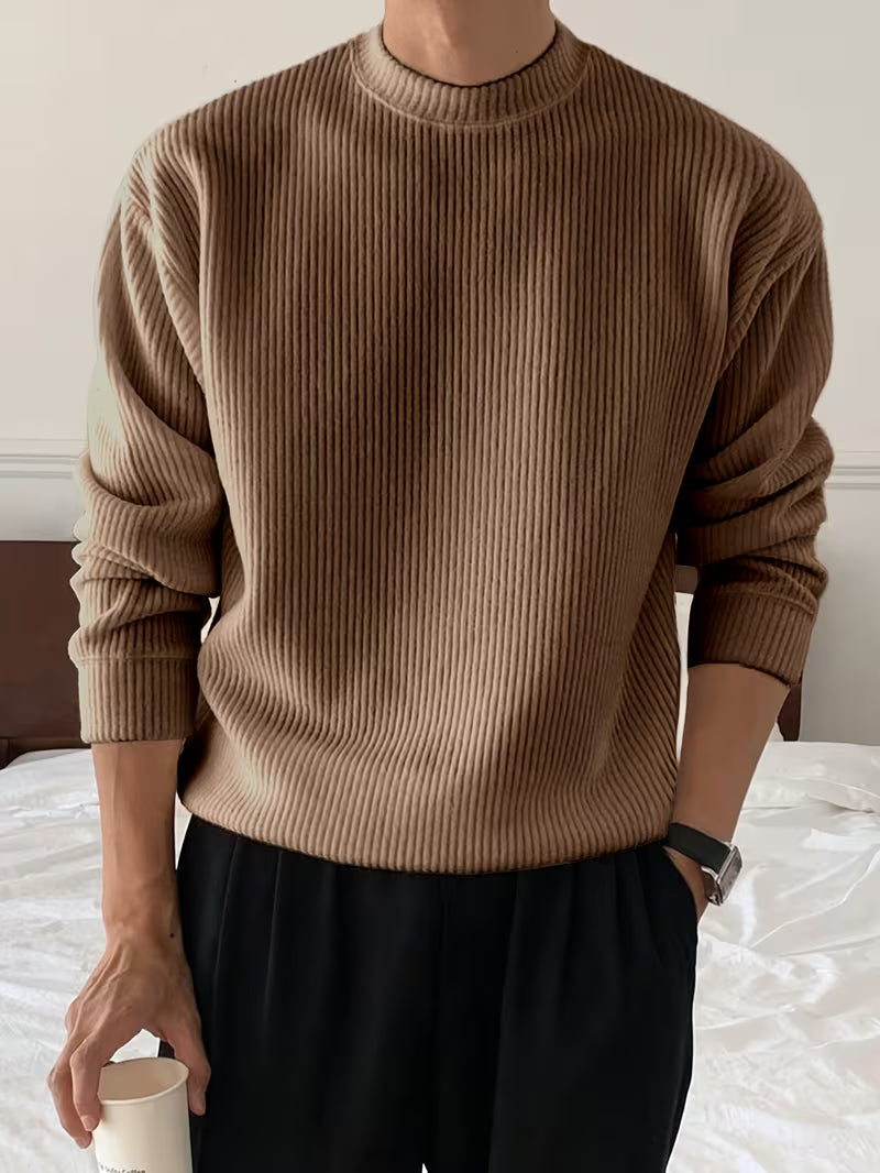 Men's Ribbed Long-Sleeve Crewneck Sweater