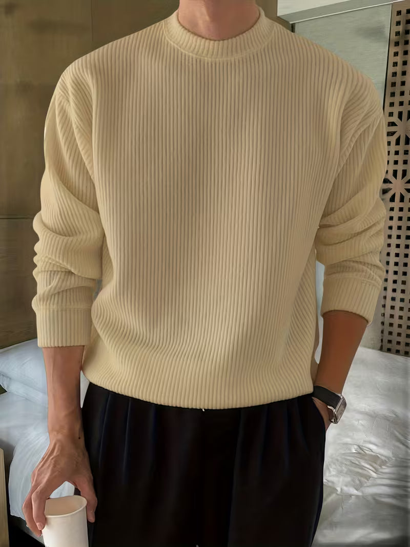 Men's Ribbed Long-Sleeve Crewneck Sweater