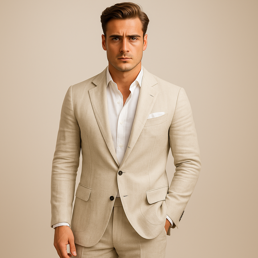 Men's Single-Breasted Blazer with Lapel Collar