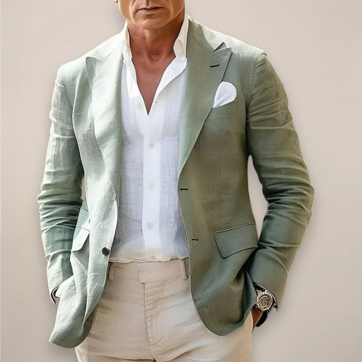Men's Single-Breasted Blazer with Lapel Collar