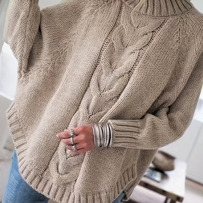 Women's High-Neck Cable-Knit Sweater