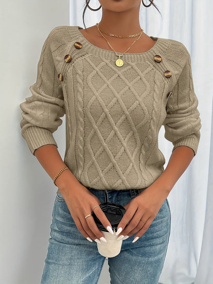 Women's Textured Button Sweater
