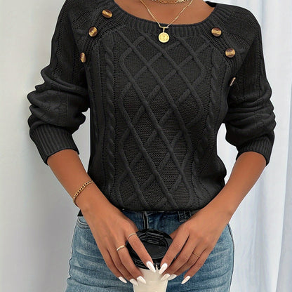 Women's Textured Button Sweater