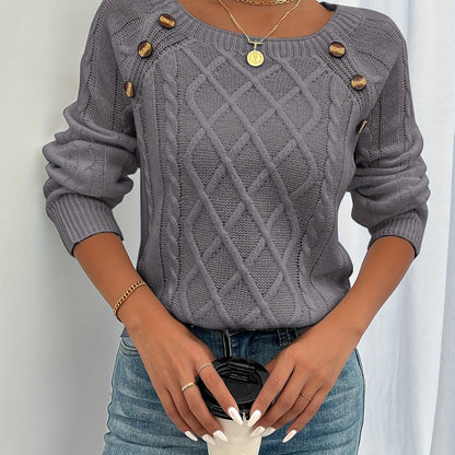 Women's Textured Button Sweater