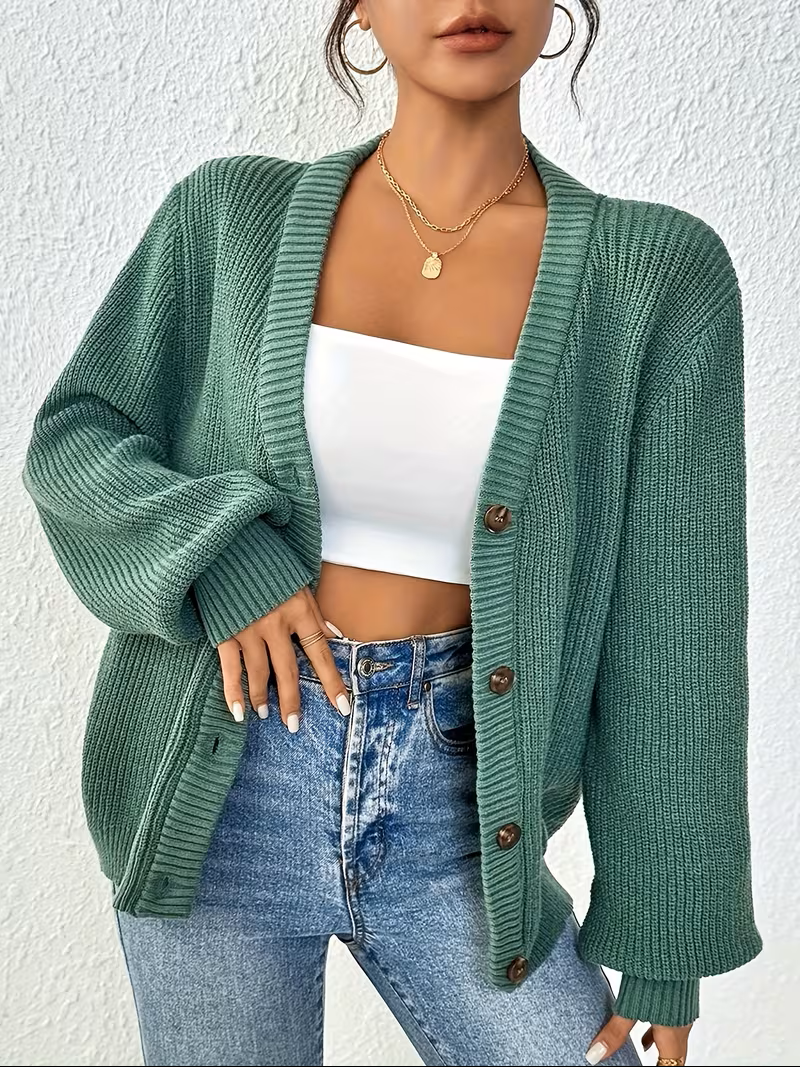 Women's Relaxed Button-Front Cardigan