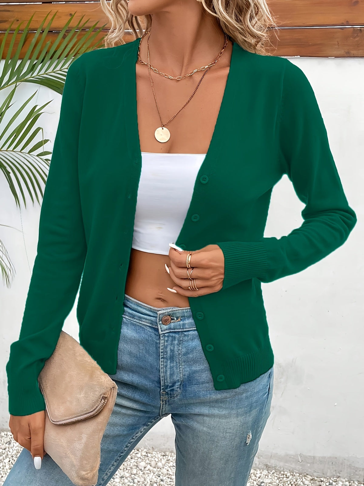 Women's Button-Front Knit Cardigan with Pockets