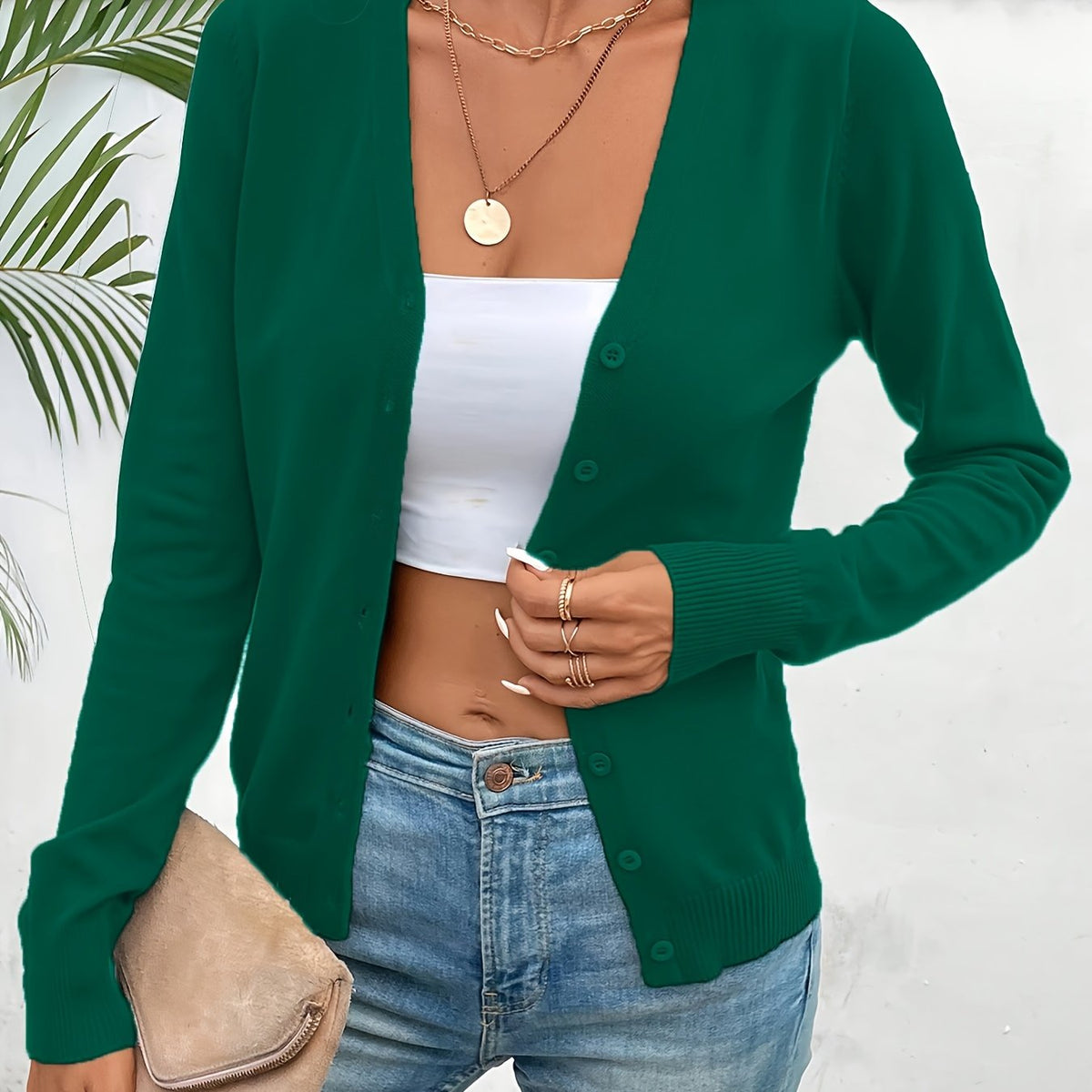 Women's Button-Front Knit Cardigan with Pockets