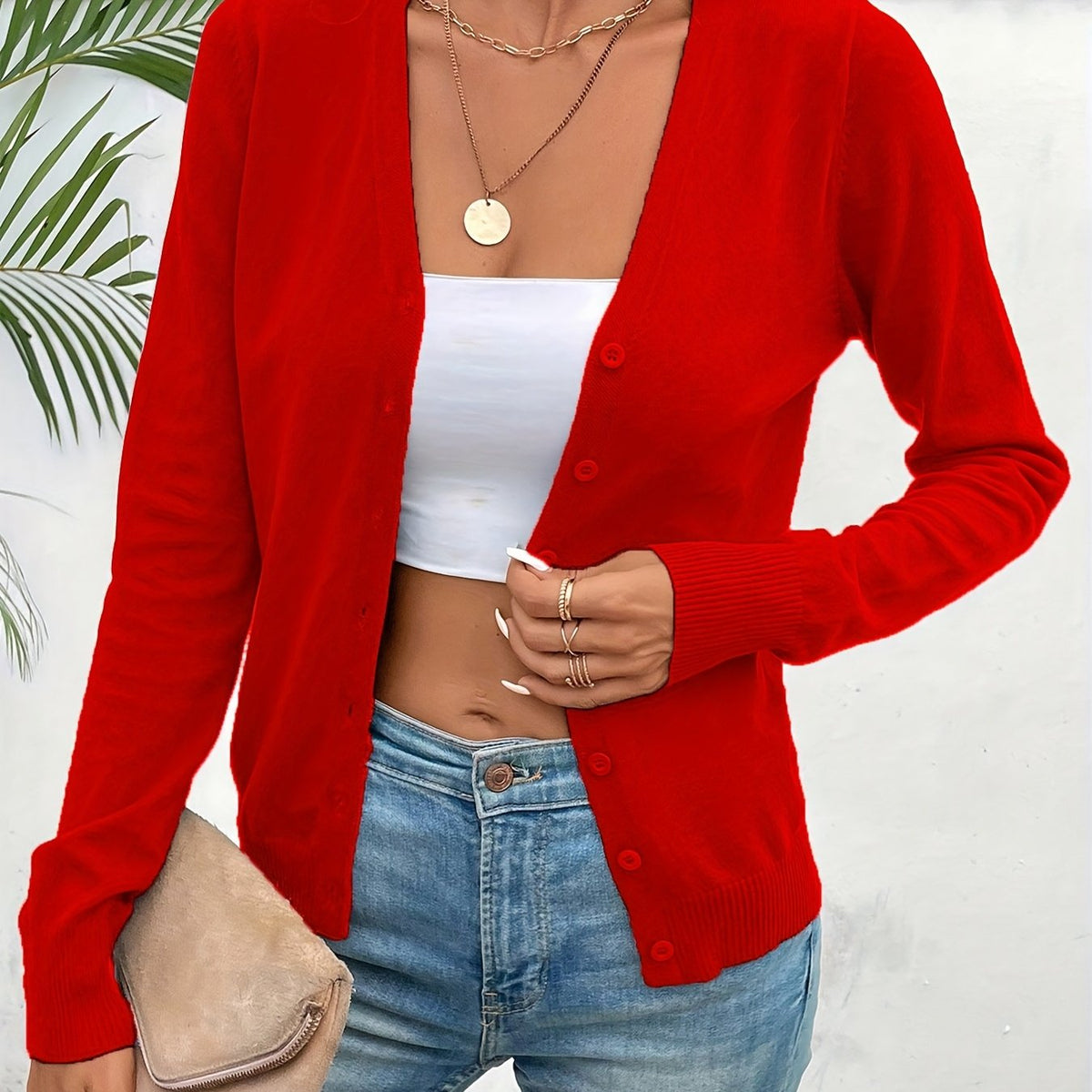 Women's Button-Front Knit Cardigan with Pockets