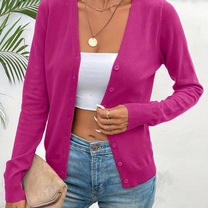 Women's Button-Front Knit Cardigan with Pockets