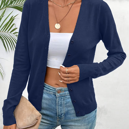 Women's Button-Front Knit Cardigan with Pockets
