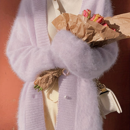 Women's Fuzzy-Texture Open-Front Cardigan