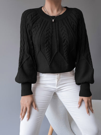 Women's Cable-Knit Lantern Sleeve Sweater