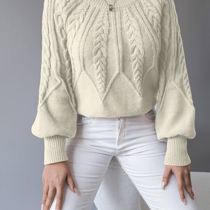 Women's Cable-Knit Lantern Sleeve Sweater