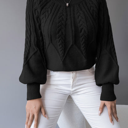 Women's Cable-Knit Lantern Sleeve Sweater