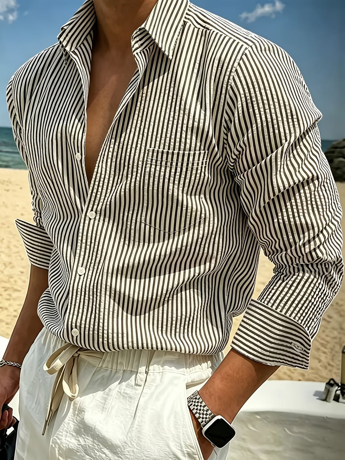Men's Striped Long-Sleeve Shirt