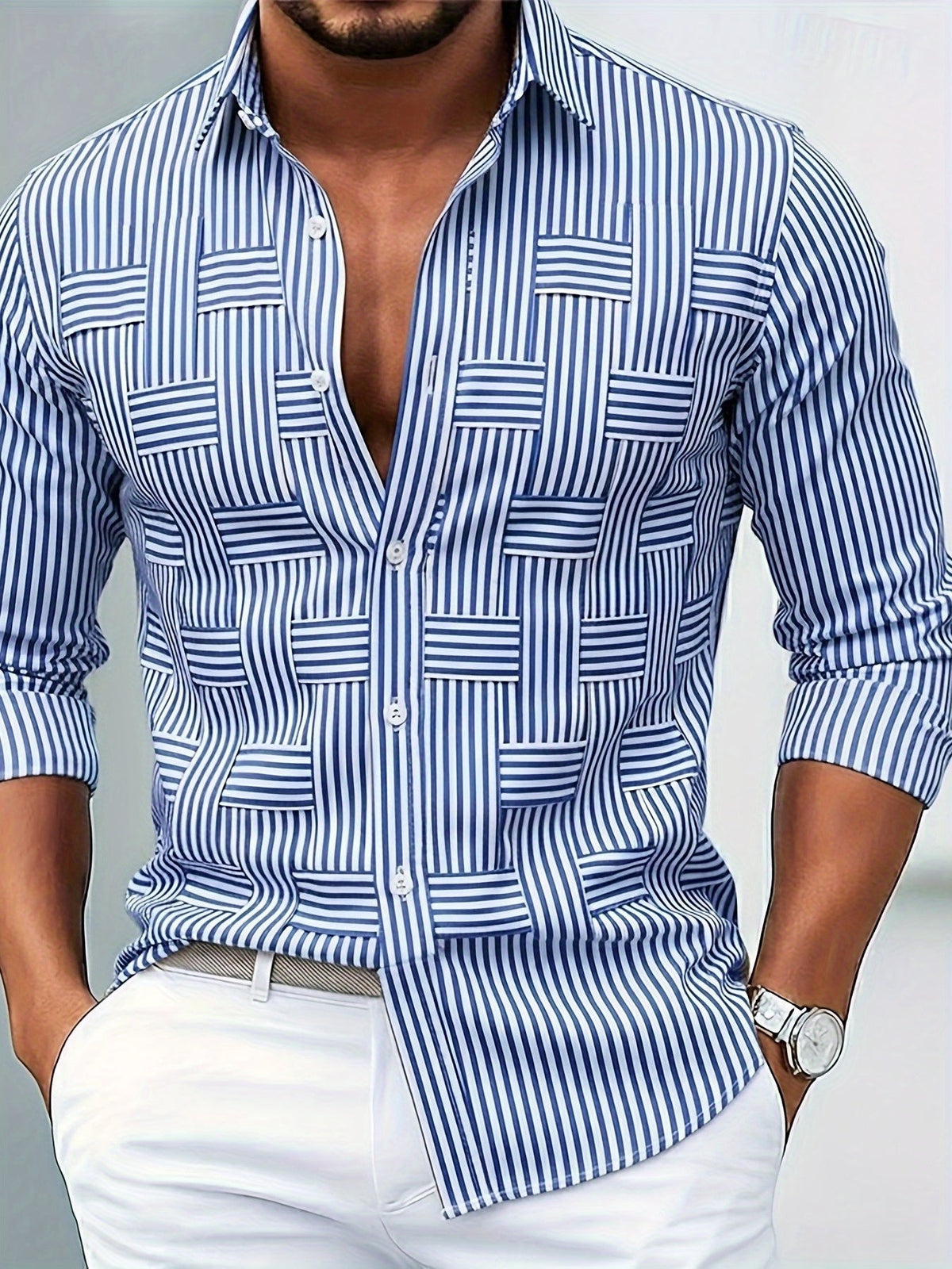 Men's Striped Long-Sleeve Shirt