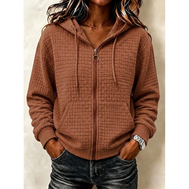 Women's Textured Zip-Up Hoodie