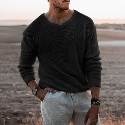 Men's Textured V-Neck Sweater