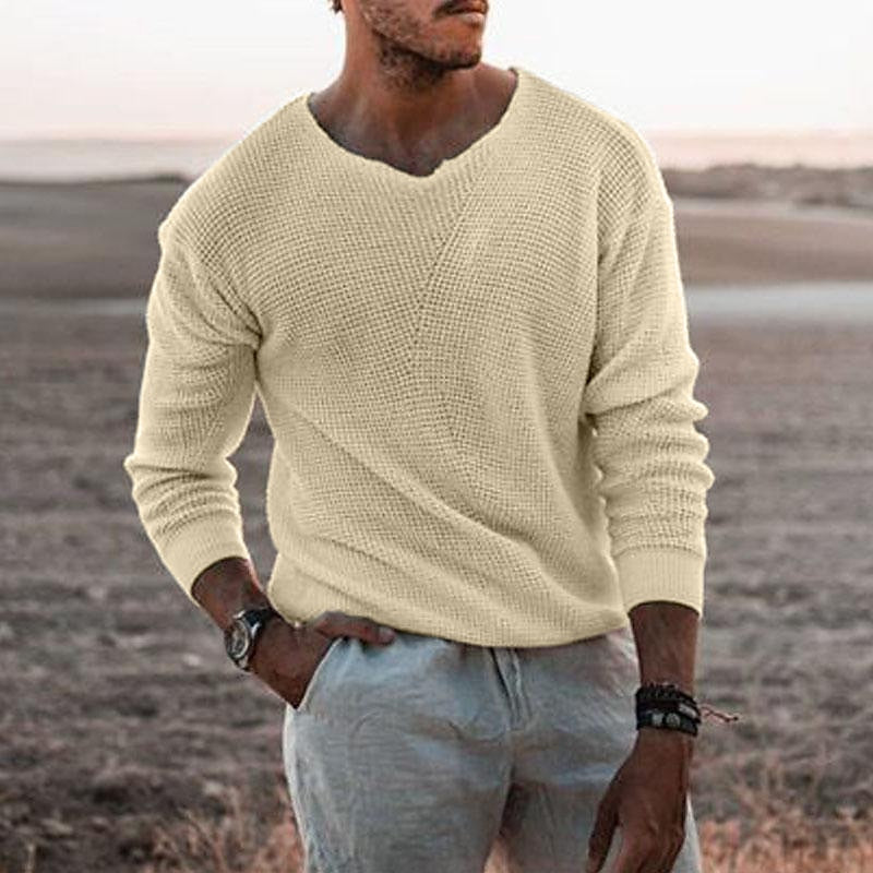 Men's Textured V-Neck Sweater