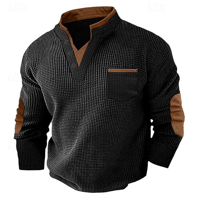 Men's Textured Waffle Henley Shirt