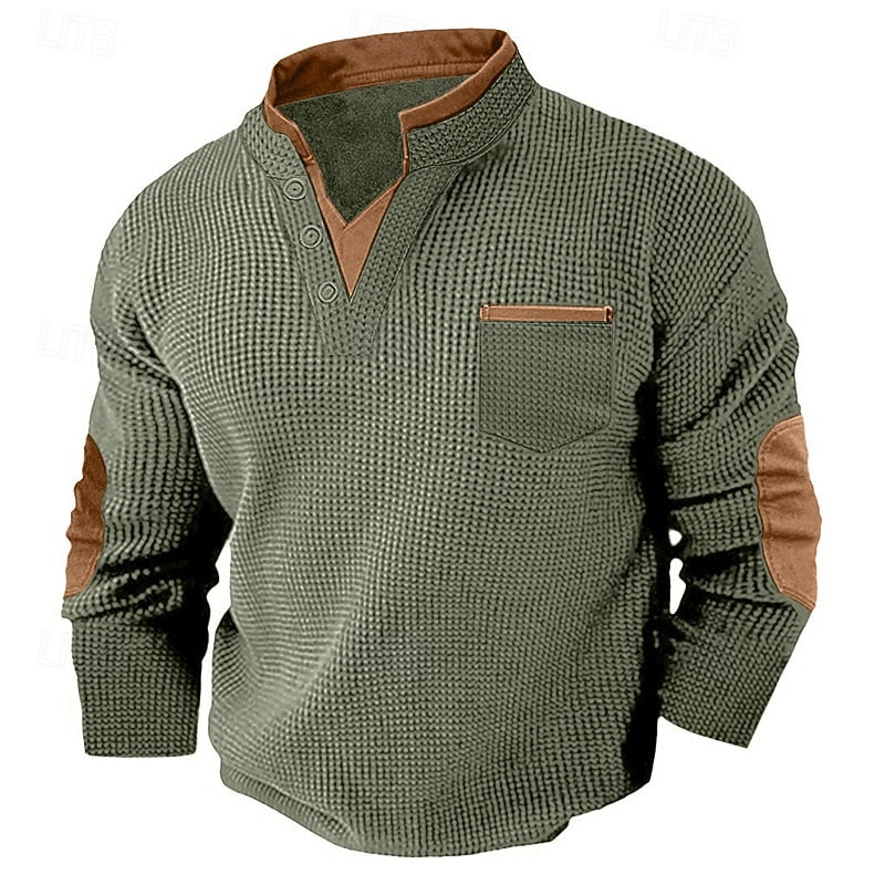 Men's Textured Waffle Henley Shirt