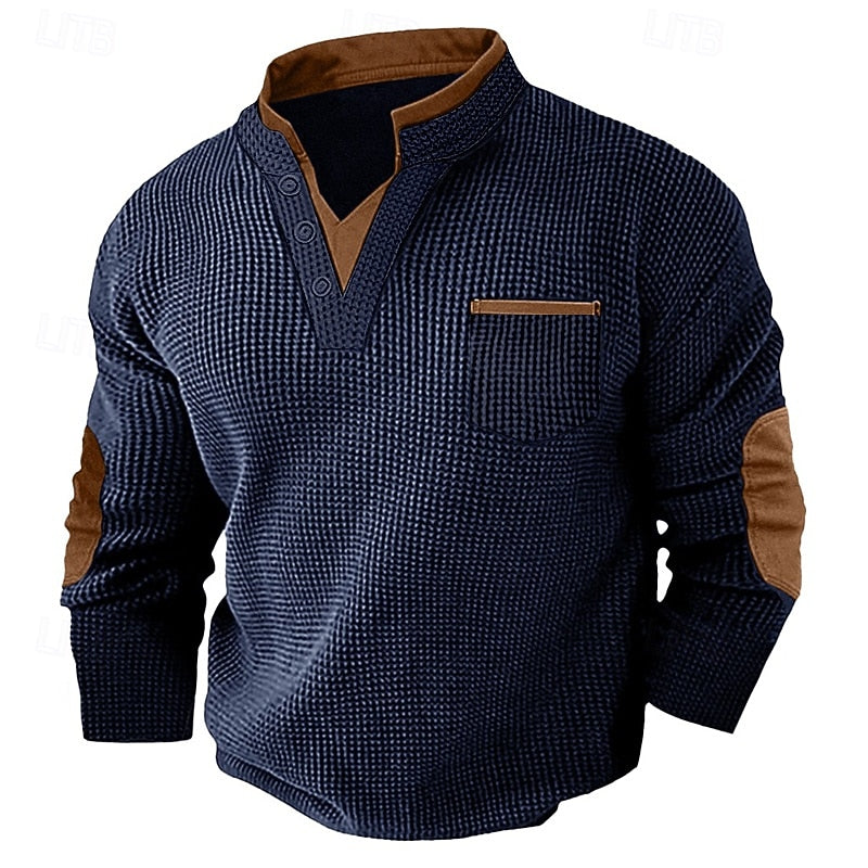 Men's Textured Waffle Henley Shirt