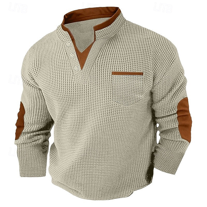 Men's Textured Waffle Henley Shirt