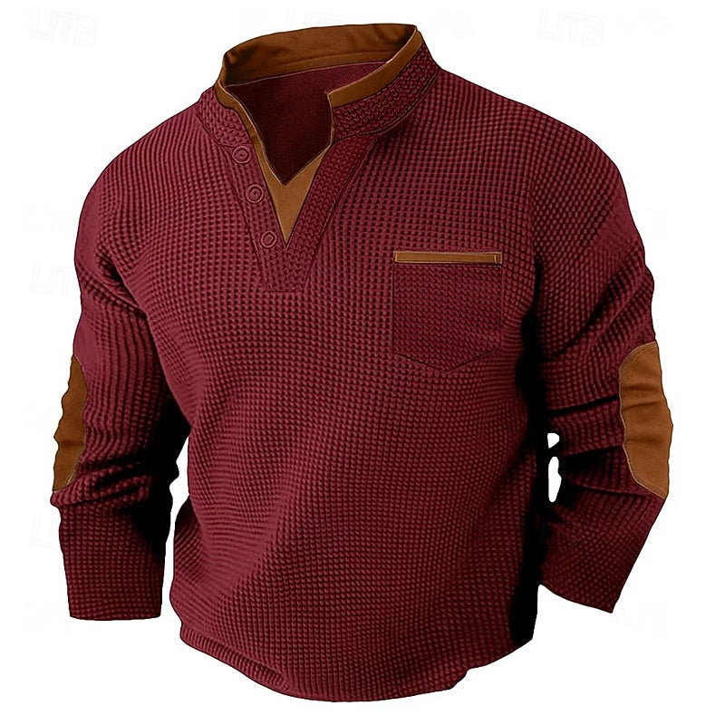 Men's Textured Waffle Henley Shirt