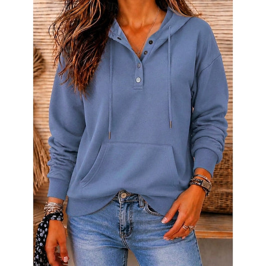 Women's Relaxed Button-Neck Hoodie