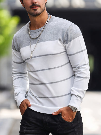 Men's Striped Long-Sleeve Knit Sweater