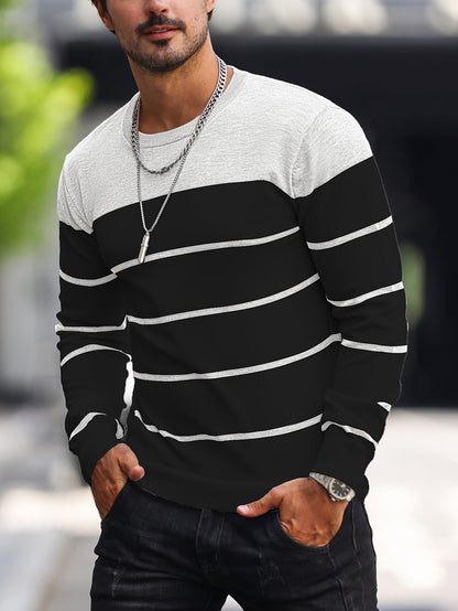 Men's Striped Long-Sleeve Knit Sweater