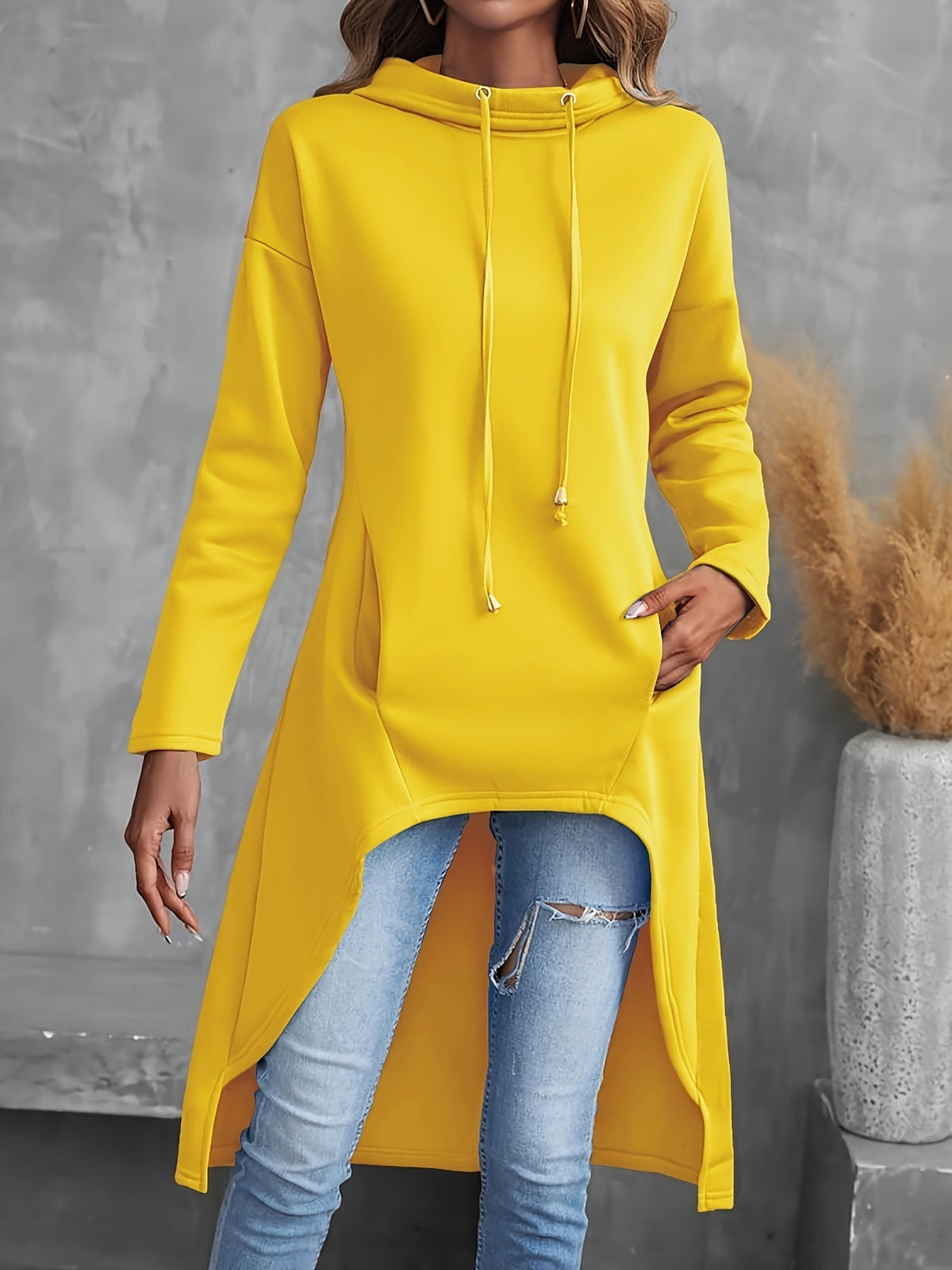 Women's High-Low Drawstring Hoodie