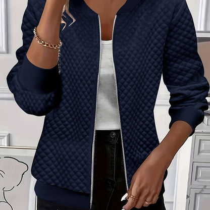 Women's Quilted-Texture Baseball Jacket