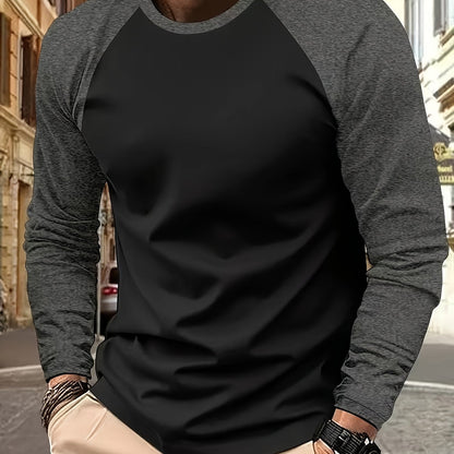 Men's Two-Tone Raglan Long-Sleeve Top