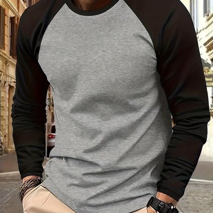 Men's Two-Tone Raglan Long-Sleeve Top