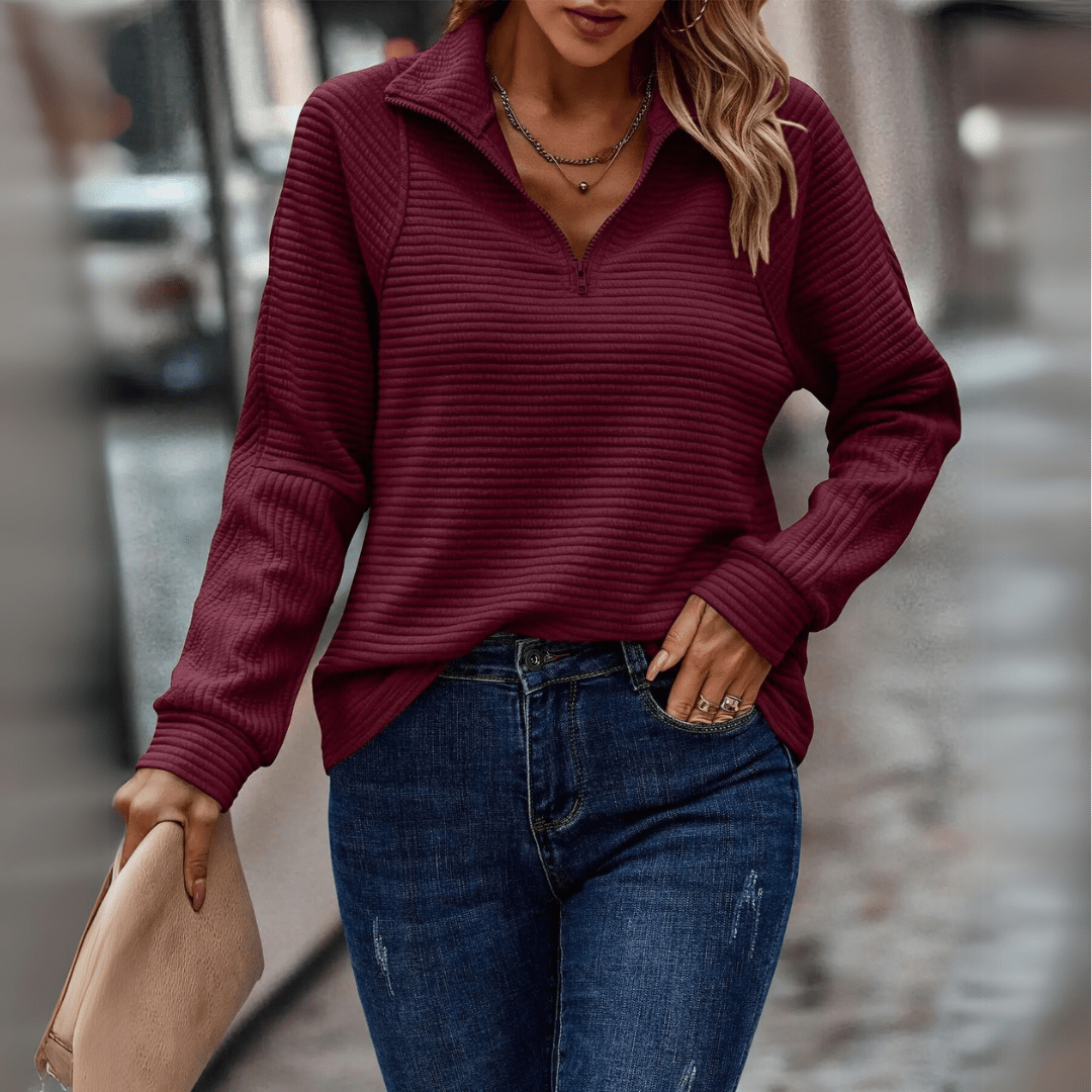 Women's Ribbed Half-Zip Pullover