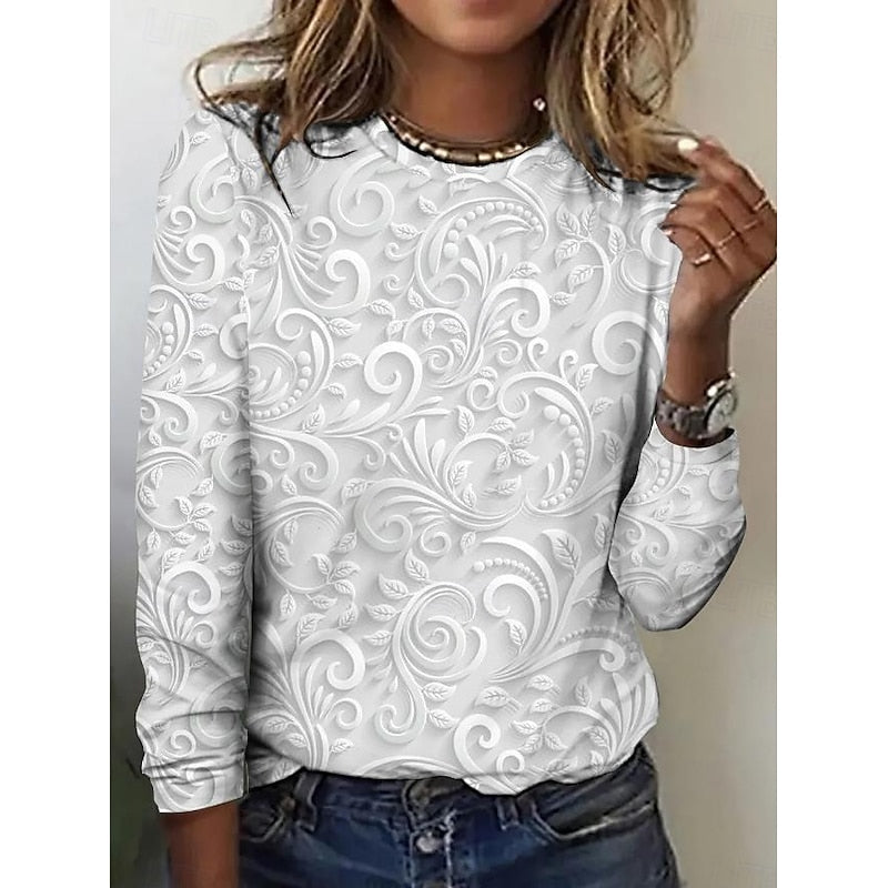 Women's Floral Long-Sleeve Tunic Top