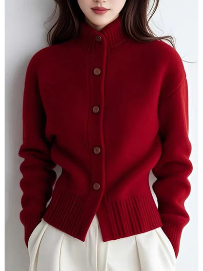Women's High-Neck Button Cardigan