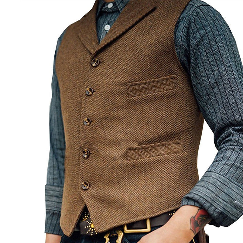 Men's Textured Button-Front Waistcoat