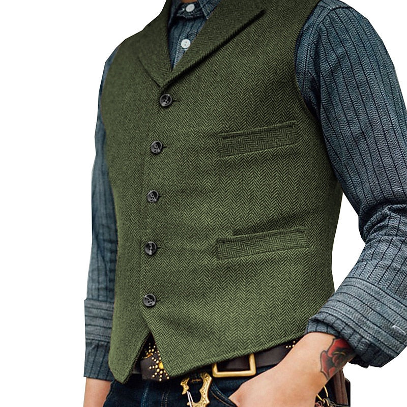 Men's Textured Button-Front Waistcoat