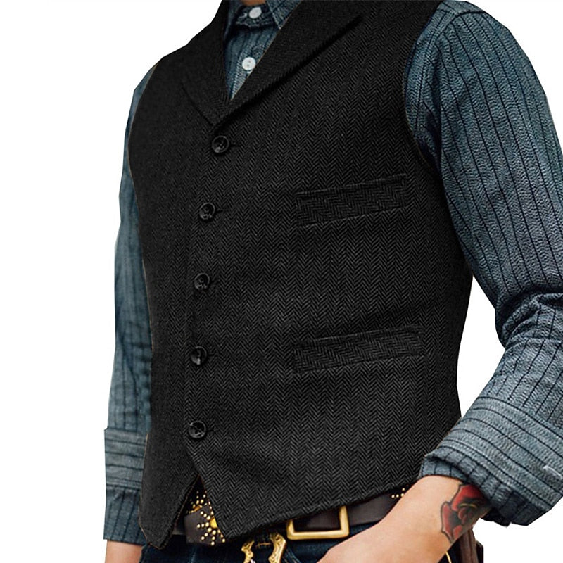 Men's Textured Button-Front Waistcoat