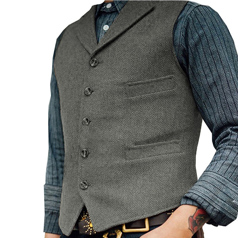 Men's Textured Button-Front Waistcoat
