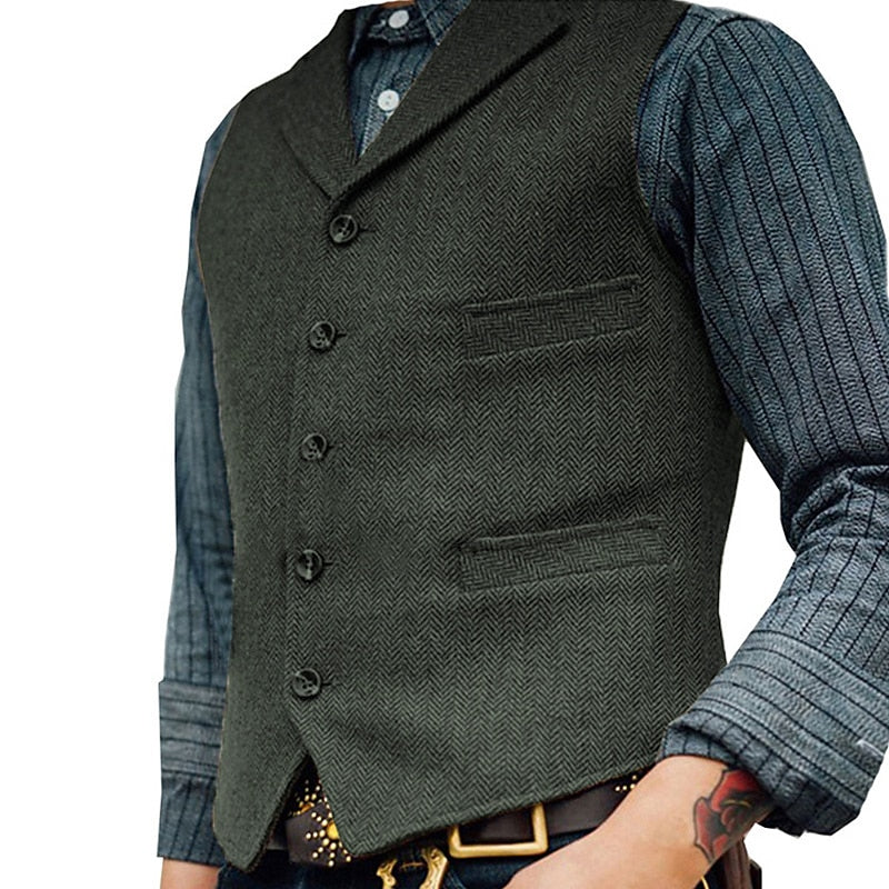 Men's Textured Button-Front Waistcoat