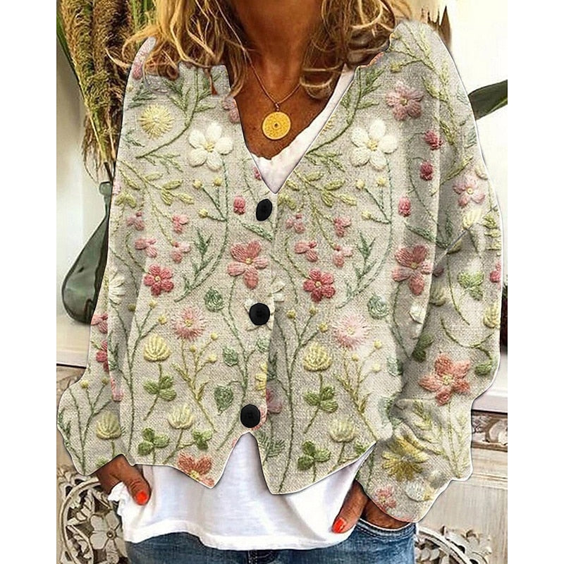 Women's Patterned Button-Front Cardigan